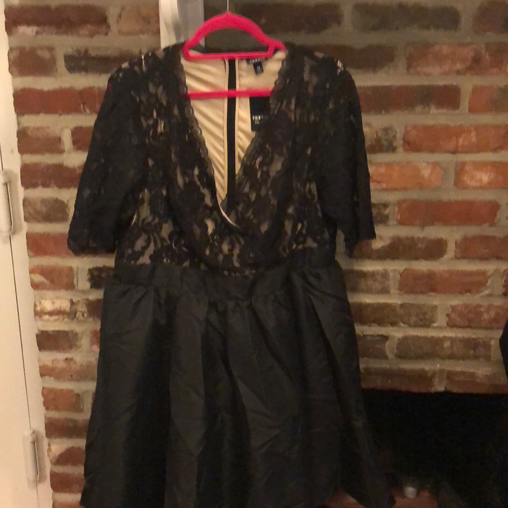 Black lace cocktail dress.